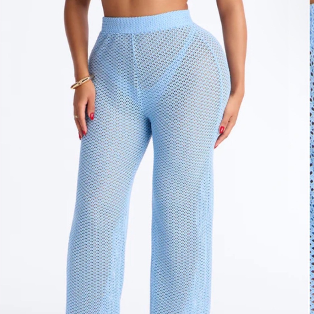 Light Blue Crochet Knit Cover up pants